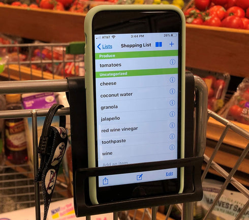 Smartphone Holder for Shopping Cart - Securely Holds Cell Phone While Shopping