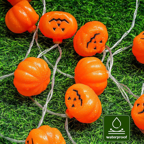 Lights,20FT 40 8 Halloween LEDs Holiday String Lights for Indoor Outdoor Decor,Battery Operated Mode Waterproof Pumpkin