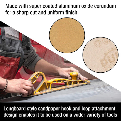 Dura-Gold Premium 120 Grit Gold Sandpaper Roll, Hook & Loop Backing, 2-3/4" Wide, 12 Yards Long for Automotive and