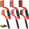 Wire Brush Set, 6-Piece Nylon/Brass/Stainless Steel Brushes with Curved Handle for Rust and Paint Cleaning