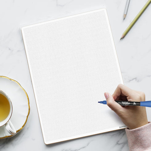 Dotted Dry Erase Board, 9" x 12" Double Sided with Bullet Dot Grid Paper for Home School Classroom Kids