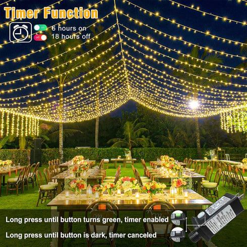 100FT 300 8 LED Christmas Lights Outdoor, Plug in String Lights Indoor Waterproof, Connectable Modes Fairy Twinkle