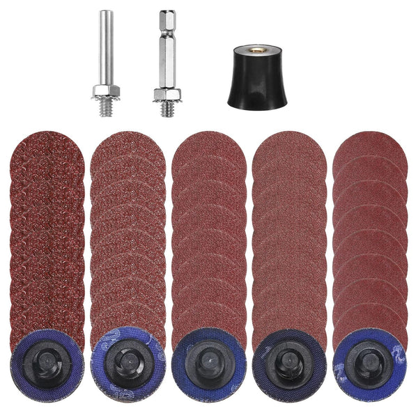 HARFINGTON 53pcs Quick Change Discs Set 1" Roll Lock Sanding Discs with
