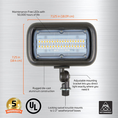 WW30BRZ 30-Watt Newhouse Lighting Outdoor LED Wall Wash Flood Light, Weatherproof, Bronze