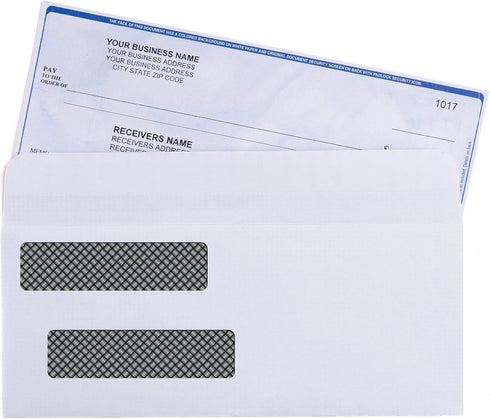 Prime Business Checks Double Window Security Tinted Envelopes - 500 Envelopes for Business Checks, QuickBooks, Laser