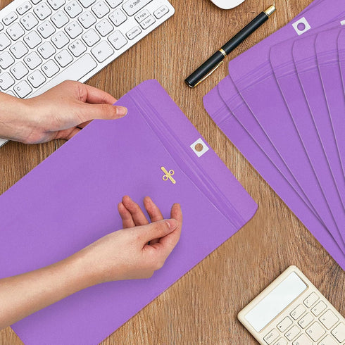 Geyee 100 Pcs Clasp Envelopes, Manila Gummed Mailing Envelopes for Home Office Business Supplies (Purple, 6 x 9 Inch)