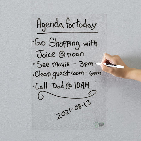 Think Board Clear Dry Erase Whiteboard 11"x17", Self-Adhesive Transparent Writing Surface for Home, Office, Desk