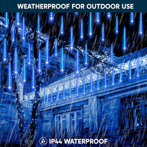 Outdoor,8 Blue,192 JOYIN Christmas Lights Tubes Meteor Shower Lights LEDs, Snowfall Icicle Cascading Rain Light