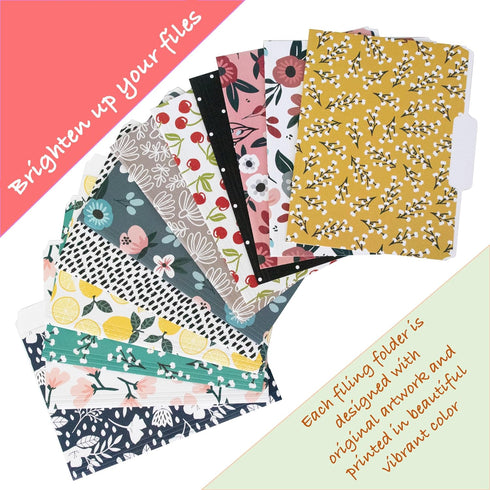 Decorative File Folders, Set of 12-3 Tab Cute File Folders Letter Size Decorative Colored File Folders Boho Manilla Folders 8.5 x 11 – Pretty File Folders Home Office Supplies (Mesmeric) by Carousel Greetings