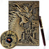 Pajean Dragon Journal, Embossed Leather Antique Dragon Notebook with Pen, Lined Paper, A5 (Bronze)
