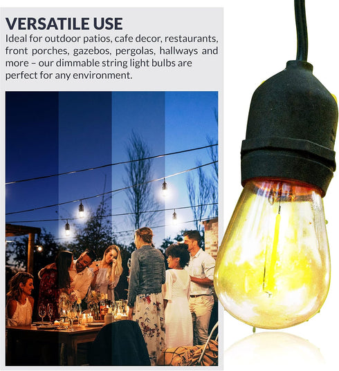 1W S14 Bulbs, 15-Pack Newhouse Lighting Outdoor Weatherproof LED Replacement String Light Standard Base