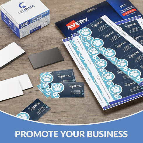 Business Card Magnets Pack of 100, Customize with Peel and Stick Adhesive for Personalized Magnetic Business Cards