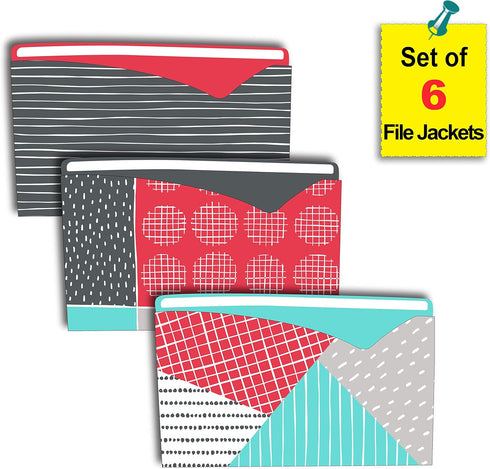 C-Line Write-On File Jackets, Pack of 6, Playful Pops Design (63540)