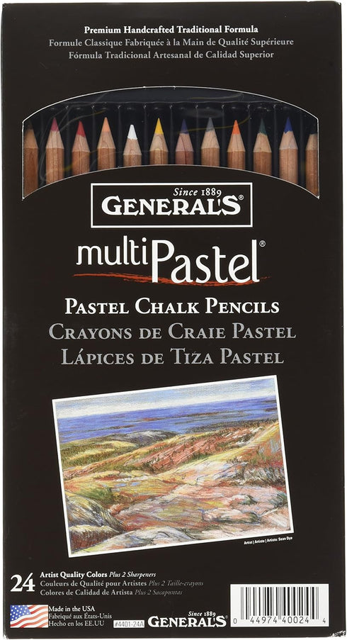 General Pencil Multi Pastel Pencils, 24-Pack, 4401-24A