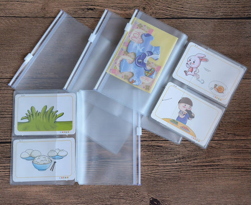 Funcoo Set of 4 Zipper Pocket Refill Pack, Plastic Clear Inserts Pouch for Travelers Notebook (Passport Size)