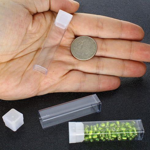 The Beadsmith Clear Plastic Tubes, 2 x .5 Inch Square with Flat Caps, Bag of 100