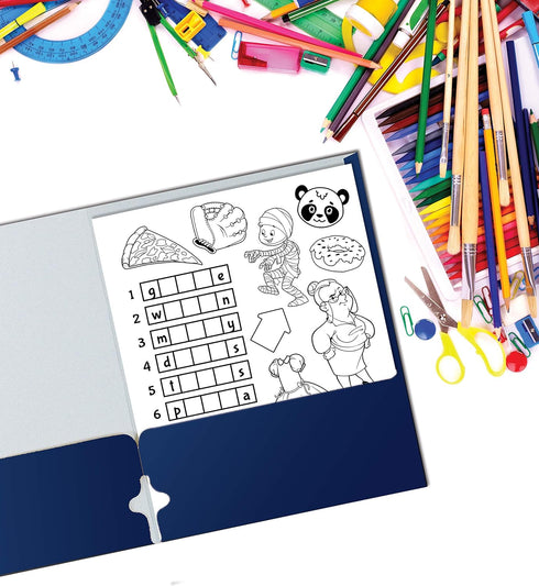 Better Office Products Two Pocket Portfolio Folders, 50-Pack, Blue, Letter Size Paper Folders