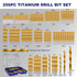 276pc Titanium Twist Drill Bit Set with S2 Bits, 135° Tip High Speed Steel, Sizes from 1/16" to 1/2", Clear Lid Case