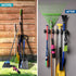 Mop and Broom Holder Wall Mount, Garage Storage Organizer with 5 Slots, 6 Hooks, 7.5lbs Capacity Per Slot, Black Broom