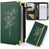 Server Books for Waitress, PU Leather Server Book with Zipper Pockets, Flower