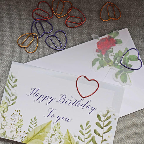 Cute Heart Paper Clips, Purple Paperclips, Gift Idea, 50 Pack