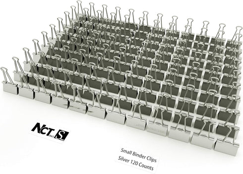 Binder Clips Small Metal Clamp, 3/4 in (0.75 inch), Silver, 120 Count