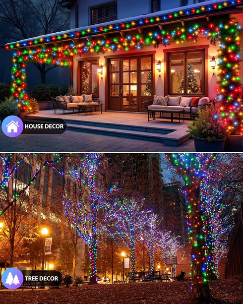 2 Pack 46Ft 120 8 IP65 Brightown Solar String Lights Outdoor, Each LED Solar String Lights for Outside with Modes