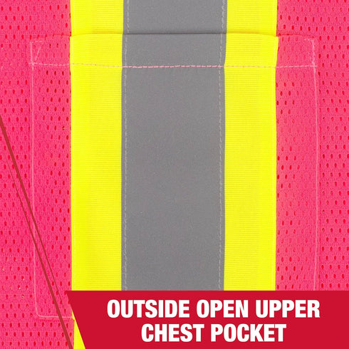 Radians SV22-1 Economy Type O Class 1 Safety Vest, Pink Mesh Size 4X-Large, 1 Each