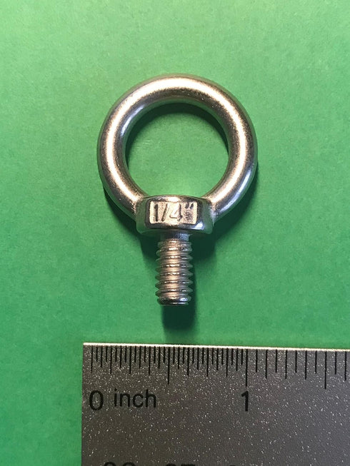 US Stainless 4 Pieces Stainless Steel 316 1/4" Lifting Eye Bolt 1/4" UNC Marine Grade Pitch