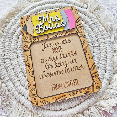 Personalized Name Sticky Note Holder | Teacher Appreciation Week Personalized Gifts for Teacher | Back to School, End