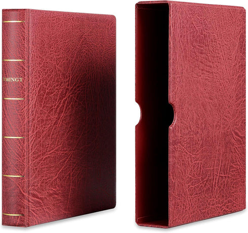 MUDOR 4 Ring Classic Binder, Empty Albums Stockbook for Stamps, Documents, Coins, Bank Notes Classic Binder (Red)