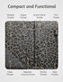 5"9" Server Book for Waitress Book with Zipper Pocket and Magnetic Closure, Grey Leopard Cute Server Wallet with Money