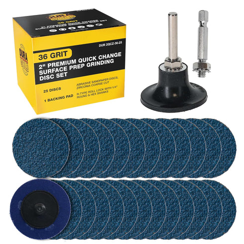 Dura-Gold 2 Inch Grinding Discs, 36 Grit (25 Disc Set) with R-Type