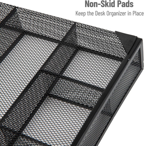 Mind Reader Metal Mesh Drawer Organizer, Set of 2, Utensil Organizer for Office, Kitchen, 15" L x 12" W x 2.25" H, Black