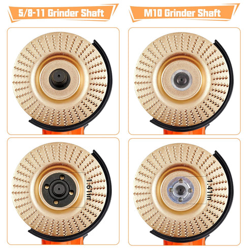 4PCS Wood Carving Disc Set for 4" or 4 1/2" Angle Grinder, Stump Tool Grinder Disc Wheel Attachments for Woodworking