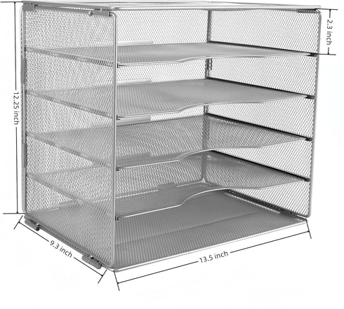 EasyPAG Mesh Office Paper Organizer, 5 Tier Desk Letter Tray File Sorter for Office and Home, Screws Free Design