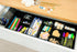 CAXXA 3 Slot Drawer Organizer, Black - 4 Adjustable Dividers for Junk Drawer Storage, Office Desk Supplies