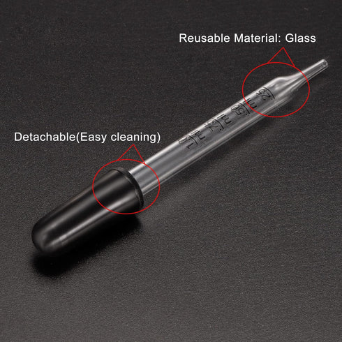 PATIKIL Eye Dropper Kit, 1 Set 1ml Glass Straight Tip Graduated Ear Dropper with Rubber Bulb, Clear