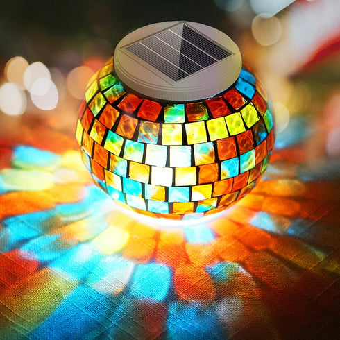 SunKite Solar Table Lights Outdoor Indoor Color Changing Crackle Crystal Glass Night