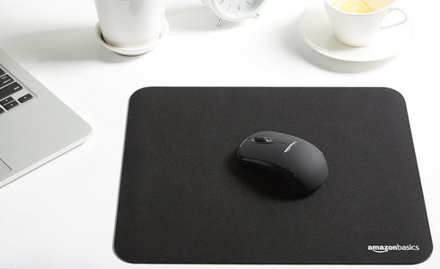 Amazon Basics 12.4L 10.6W inches Square Mouse Pad, Cloth with Rubberized Base, Standard, Black, x