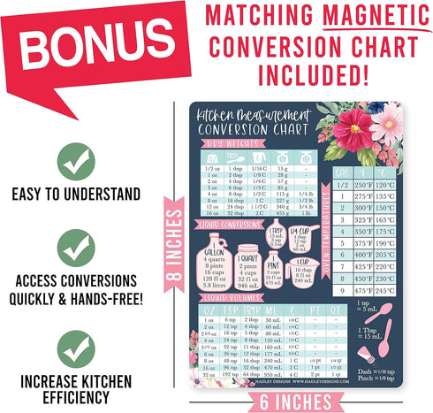 Hadley Designs Weekly Meal Planner Dry Erase Board, Floral Magnetic Menu Board for Kitchen Refrigerator