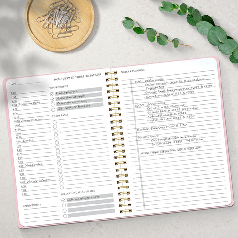 Daily Planner Notebook, 80 Sheets Undated Do List Planner 2024, 6.4"x8.4" Organizer for School/Office