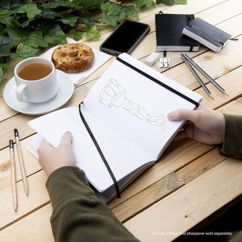 Pentalic 4" x 6" Pocket Sketchbook Traveler Journal - 160 Pages, Black