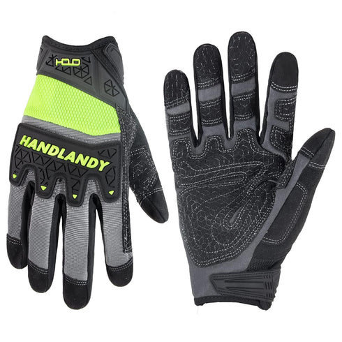 HANDLANDY Grip Work Gloves, TPR Impact Reducing Safety Gloves, Mechanic Work Gloves for Men, Women