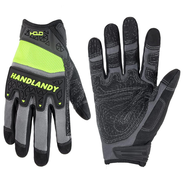 HANDLANDY Grip Work Gloves, TPR Impact Reducing Safety Gloves, Mechanic Work Gloves for Men, Women