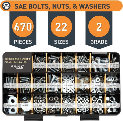 Jackson Palmer 2201 Piece Hardware Assortment Kit, Screws, Nuts, Bolts & Washers