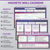 White Board Calendar Dry Erase, Magnetic Planner for Fridge & Wall - 10.5" x 16.5" with 5 Markers & 6 Adhesive Hooks