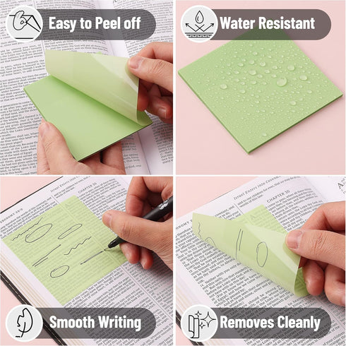 Mr. Pen Sticky Notes, 3”x3”, 12 Pads, Transparent Self-Stick Note Pads, Colorful Sticky Notes Bulk