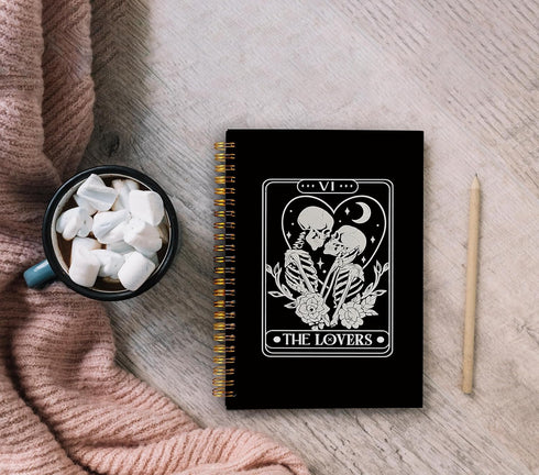 Gothic Spiral Notebook, Couple Journal for Women Men Writing, 8.3×5.5 Inch