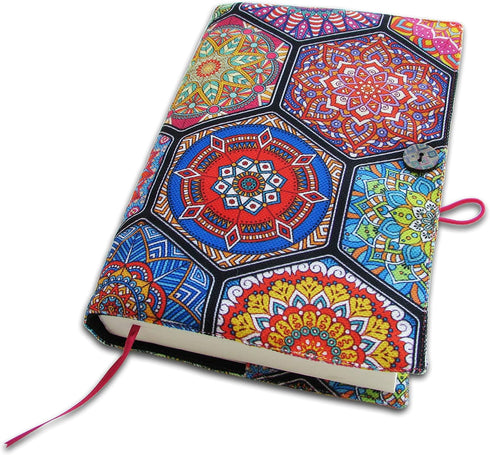 Book Sleeve Cover for Novel, Ottoman Ethnic Pink Pattern, Hard Books Cover
